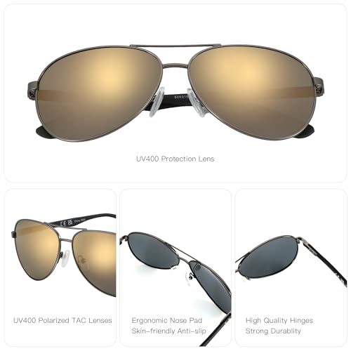 Image of ZENOTTIC Polarized Aviator Sunglasses for Men Carbon Fiber Temple Pilot Sun Glasses with Mirrored Lens UV Protection