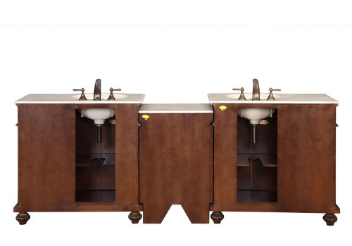 90" Double Sink Crema Marfil Marble Top Bathroom Vanity Cabinet Lavatory Furniture 213Cm #TOP5