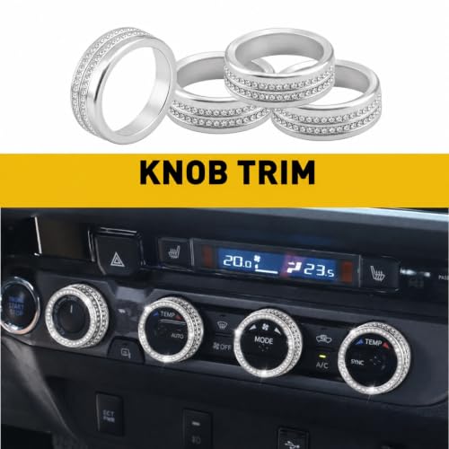 Image of Aluminum Alloy AC Knob Covers Kit for Toyota Tacoma 2016-2023 (4pcs Bling) - HVAC Control Button Covers, Metal Air Conditioner Dial Covers, Durable Interior Upgrade Accessories