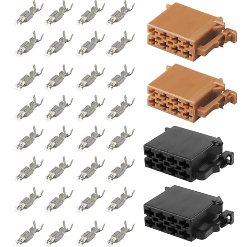 SRunDe 2 Pièce 16 Pin Câble Adaptateur Autoradio Connecteur Faisceau ISO Universel Adaptateur Branchement Autoradio avec Pins Broches Femelles pour Prise Standard ISO...