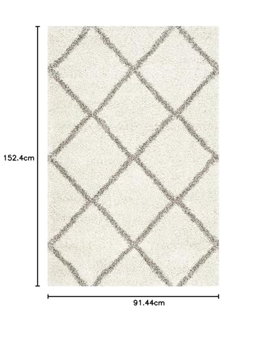 Image of Handwoven Microfibre 3D Rug for Living Room (Ivory & Grey, 3 X 5 Feet, Microfibre)