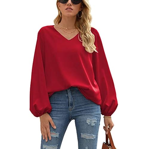 WANGZHI Long Sleeve Shirts for Women Loose Casual Tops Dressy Work Outfits