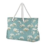 miaozhen Bolsa de playa compacta resistente con cremallera, Agapanthus Almond Celeste, bolsas grandes para mujer, para piscina, gimnasio, comestibles, viajes
