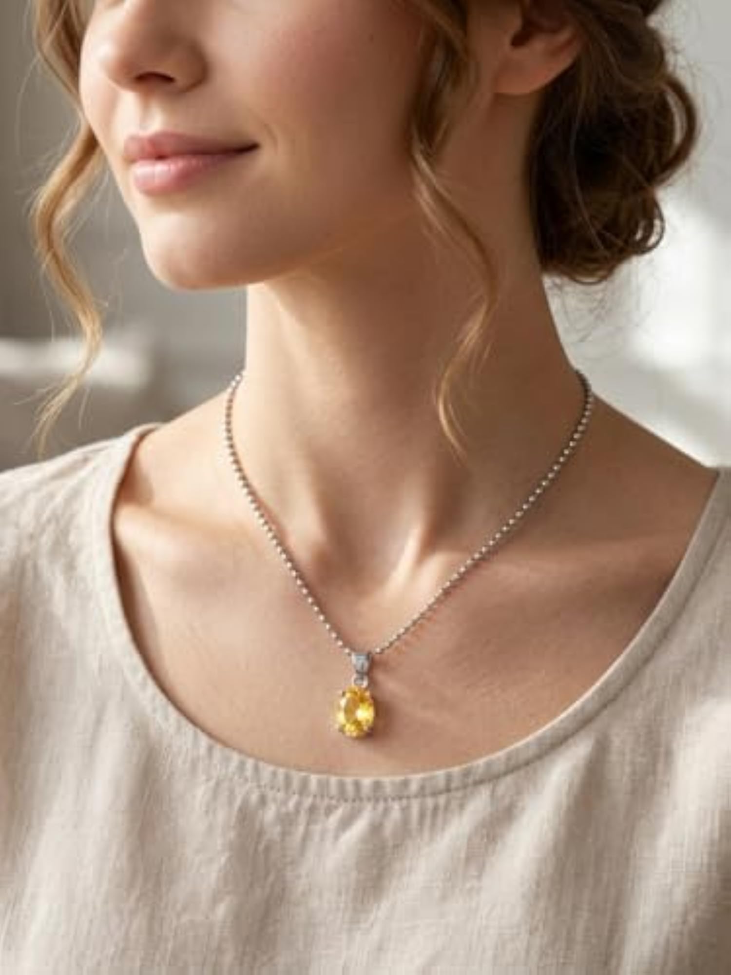 Natural Citrine Pendant Necklace for Wealth & Prosperity