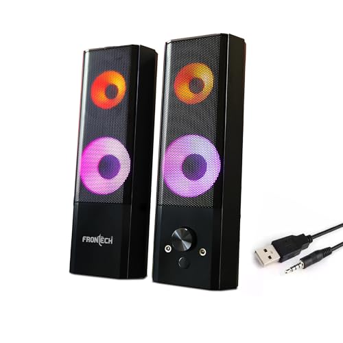 Image of FRONTECH 2.0 Channel Multimedia Speaker, 12W, USB Powered, AUX /USB, RGB Lighting, Detachable Soundbar (SPK-0012)