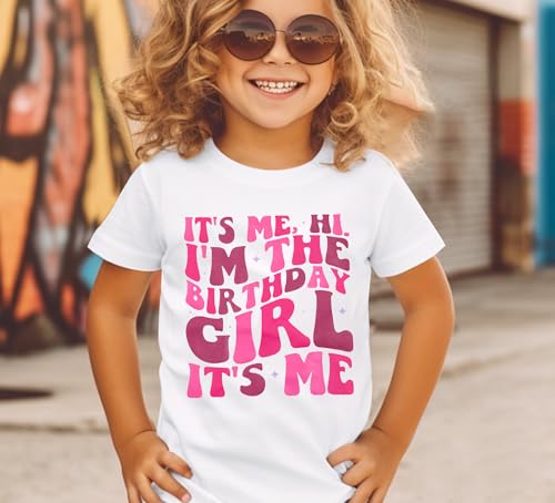 Image of LOTUCY Birthday Girl Outfit for Kids Its Me Hi Im The Birthday Girl Shirt Letter Printed Princess Birthday T-Shirt