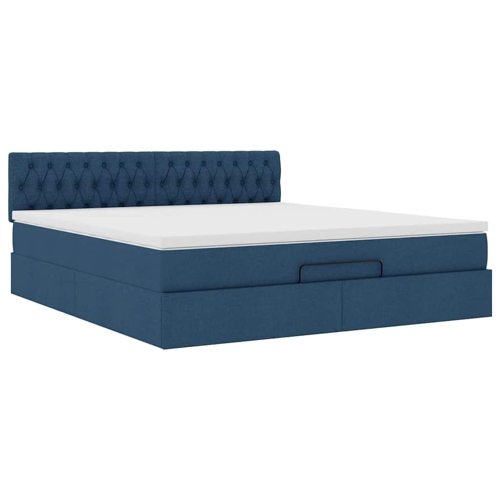vidaXL Pouf Letto con Materasso e LED Blu 180x200cm in Tessuto