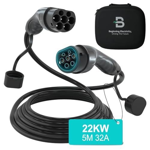 BENY Cable Carga Coche electrico Tipo 2, | 22kW | 32A| Monofásico | 5M | IP54, Cables de Carga Para Vehículos Híbridos y Eléctricos (IEC 62196-2),...