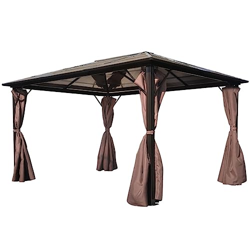 vidaXL Gazebo, tienda de campaña desplegable con cortinas, pabellón plegable con paredes laterales, tienda de campaña para fiesta de boda para patio, jardín, aluminio marrón