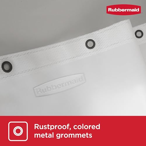 Image of Rubbermaid Frosty Waterproof Shower Curtain Liner with 5 Storage Pockets, Heavyweight 8g PEVA Shower Liner for Bathroom, with Black Rustproof Grommets and Pockets, 70x72, Standard Size, Frosty