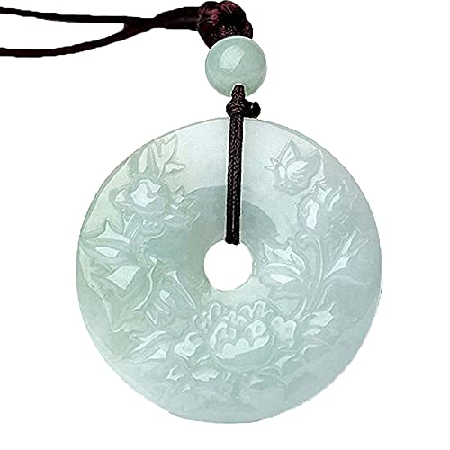 Pendentif en jade de Birmanie véritable et pivoine sculptée, haute joaillerie