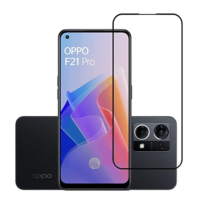 Image of Screen Protector for Oppo F21 Pro (Black) Tempered Glass Edge-to-Edge 6D Screen Guard With Installation Kit