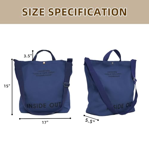 Image of Canvas Tote Bag For Women inside out bag Crossbody Handbag with Adjustable Strap and Coin Purse for Work,Travel,Grocery