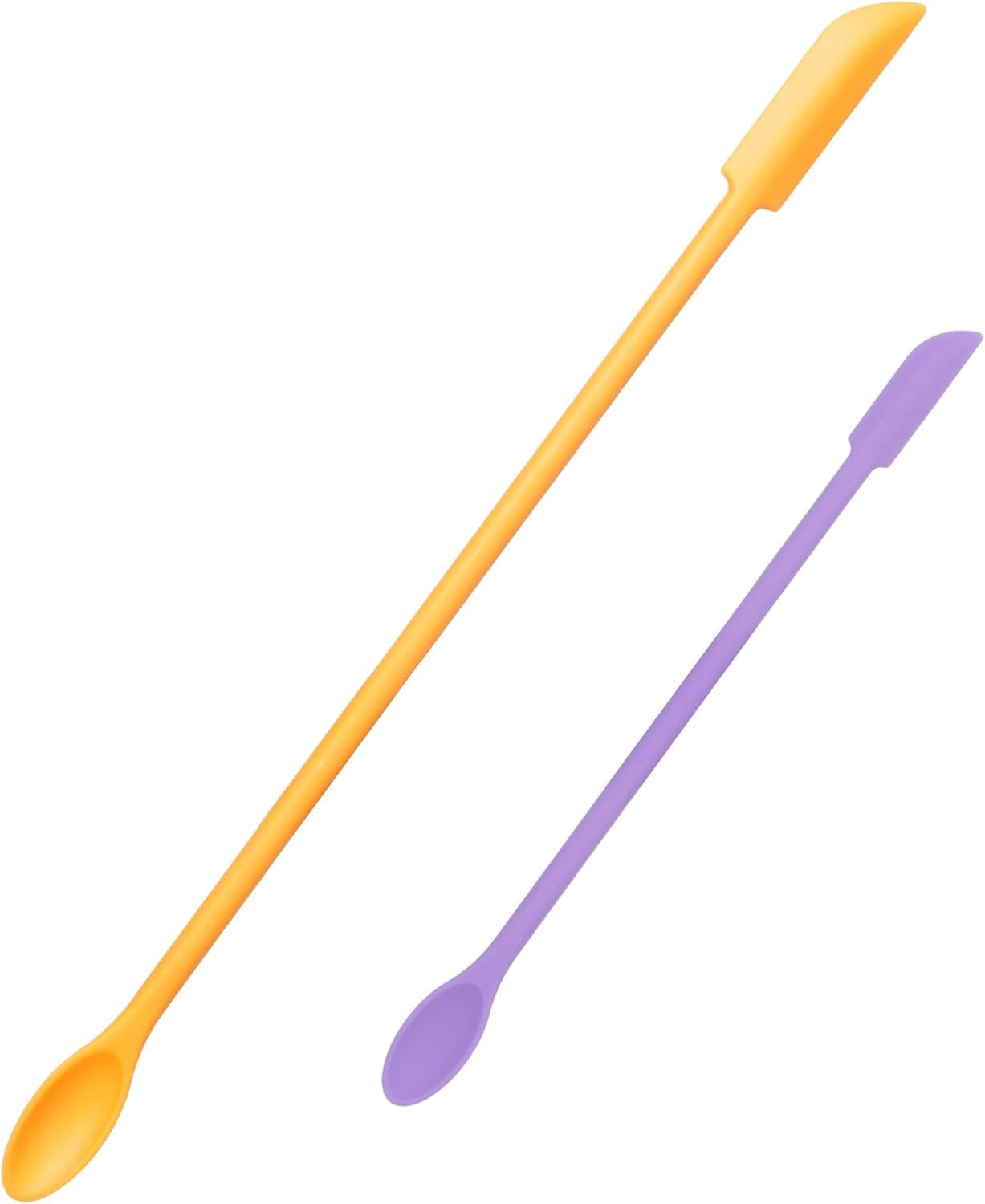 Mini Spatula Silicone Spatula Set - 2pcs Small Makeup Scrapers for Cosmetics, Reusable Beauty Tiny Tools, Thin Jar Scraper, Get the Last of the Makeup