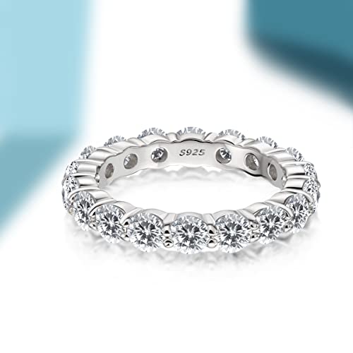 WOAINI Moissanite Eternity Ring for Women Female, 5.0 Cttw Moissanite Stackable Ring Eternity Bands, Engagement Wedding Band Rings for Anniversary Wedding Birthday, 925 Sterling Silver 18K Plated3