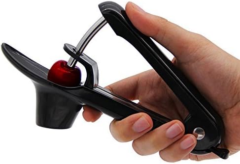Cherry Pitter, Cherry Stone Remover with Food-Grade Silicone Cup, Space-Saving Lock Design and Lengthened Splatter Shield for Making Cherry Cake Pasty Juice Jam by Myliffri Fruit Tool, Black Color