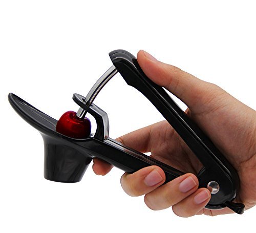 Cherry Pitter, Cherry Stone Remover with Food-Grade Silicone Cup, Space-Saving Lock Design and Lengthened Splatter Shield for Making Cherry Cake Pasty Juice Jam by Myliffri Fruit Tool, Black Color