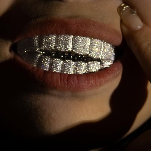 Gold Teeth Grillz Hip Hop Punk Style Copper Plated 18K Gold Inlaid Gorgeous shine Zircon Teeth Grilz Grills Orthodontics Halloween Night Party Shining Choice Numerous zircons4