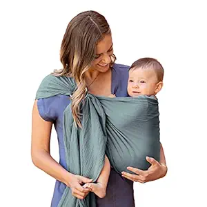 Moby Ring Sling | Versatile Support Wrap for Mothers, Fathers, and Caregivers | Baby Wrap and Carrier for Newborns, Infants, and Toddlers | Holder Can Carry Babies up to 33 lbs | Fern