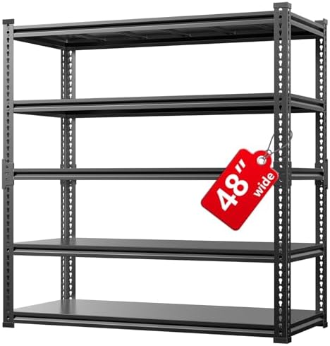 5 Tier Metal Garage Shelving Unit 72x48x24-3000LBS Heavy Duty Sto...