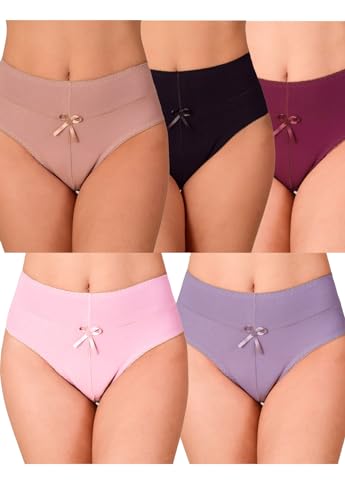 Kit 10 Calcinhas Cós Alto Duplo Lingerie Feminina de Algodão Cotton Macio Segura Barriga cores lisas