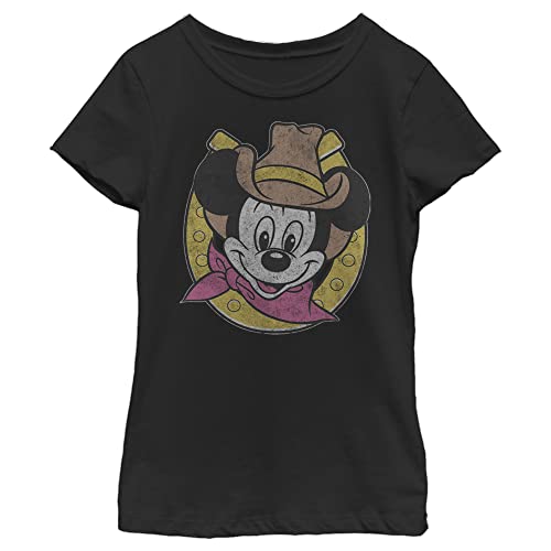 Disney Characters Cowboy Mickey Girl's Solid Crew Tee