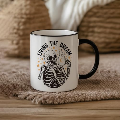 Taza Calavera Divertida de Porcelana 11oz Blanca miniatura 5