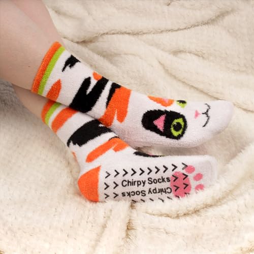 Image of BambooMN Super Soft Warm Cute Women's Animal Non-Slip Fuzzy Fluffy Crew Winter Home Socks