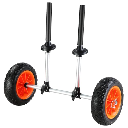 Kayak Carts, 280lbs Load Capacity Heavy Duty Kayak Cart, Detachable Canoe Trolley Cart with 10 Solid Tires, Adjustable Width and Top Foam Protection, for Kayaks with Drain Holes of 2.54cm and Above