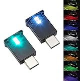 Mini USB Type C LED RGB Light Brightness Adjustable 8 Color Changeable for Car, Laptop, Keyboard....