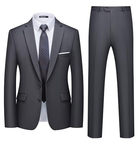 WULFUL Men's Slim Fit 2 Piece Suit Set