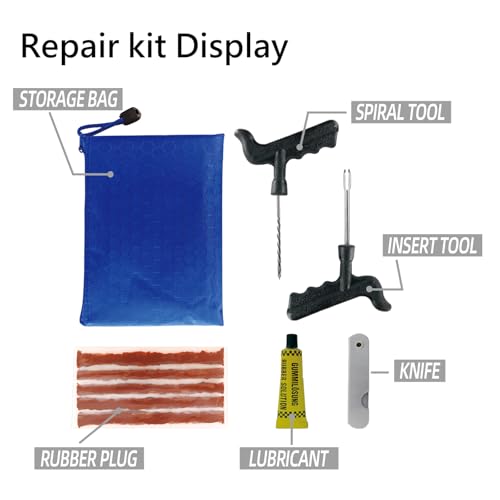 Emergency Tire Repair Kit, Comprehensive Tire Repair Kit with Rubber Plugs, Upgrade T-Handle, Fix Puncture&Plug Flats with Ease, Tire Plug Kit for Cars, Motorcycle, ATV, Tractor - Image 3