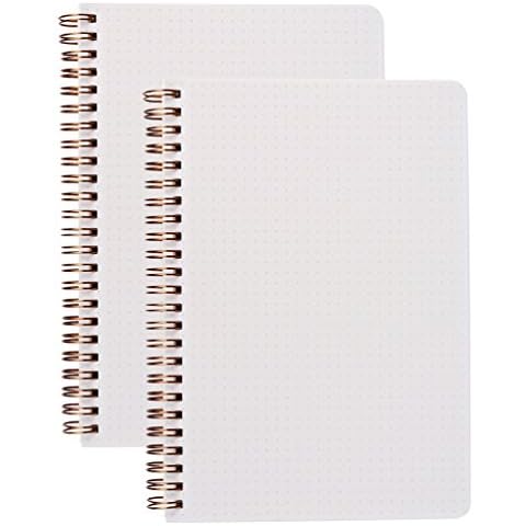 (2-Pack) A5 Dot Grid Notebook 100gsm Bullet Spiral Journal 5.7 x 8.3 inches - 80 Sheets Per Book, Thick Dotted Paper, Wirebound Cover