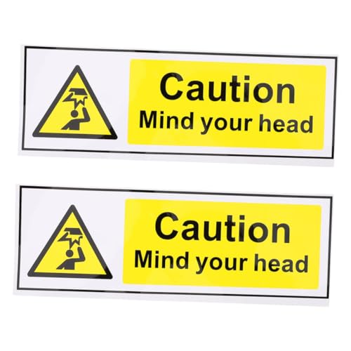 DECORNIJIA 2 Adesivi Attenzione Alla Testa Autoadesivi Di Sicurezza in Vinile Resistente Per Scale, Magazzini e Uffici Testo Inglese Per Ambienti Industriali e Commerciali