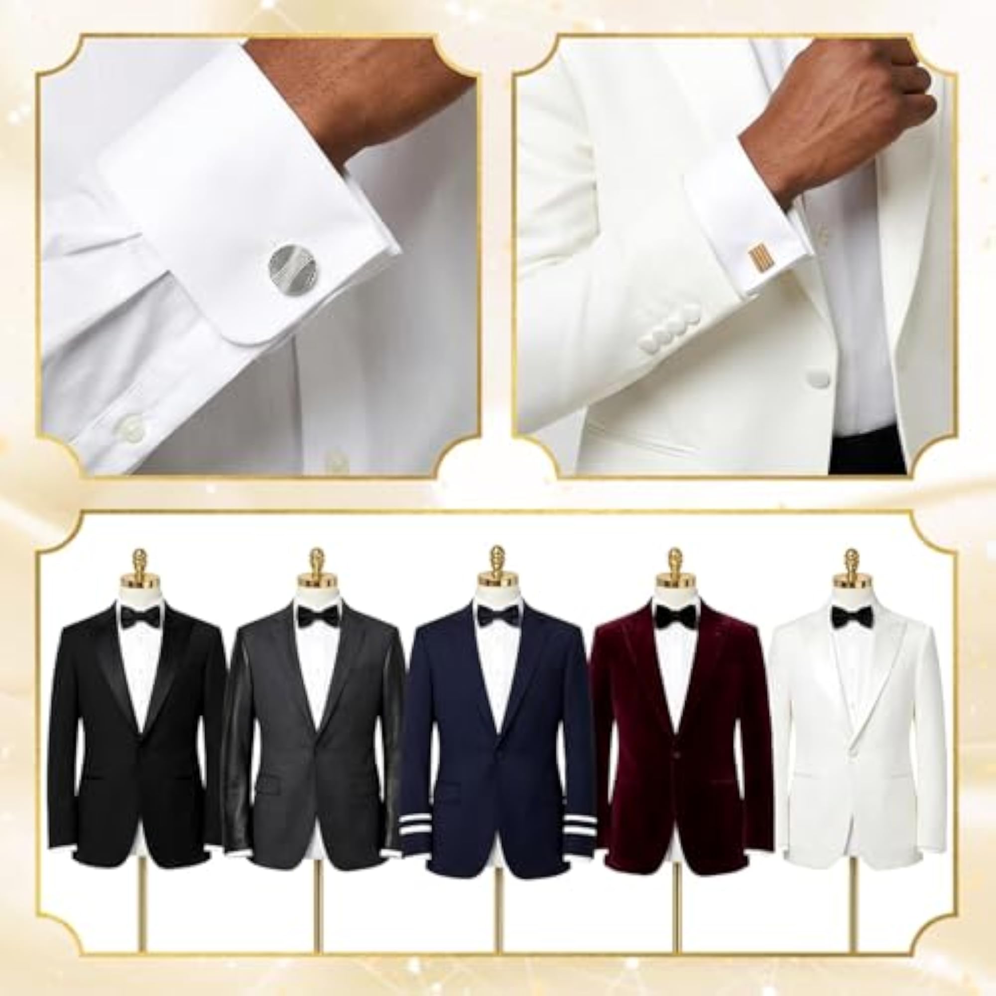 4-Piece Cufflinks Set for Men, Striped Design