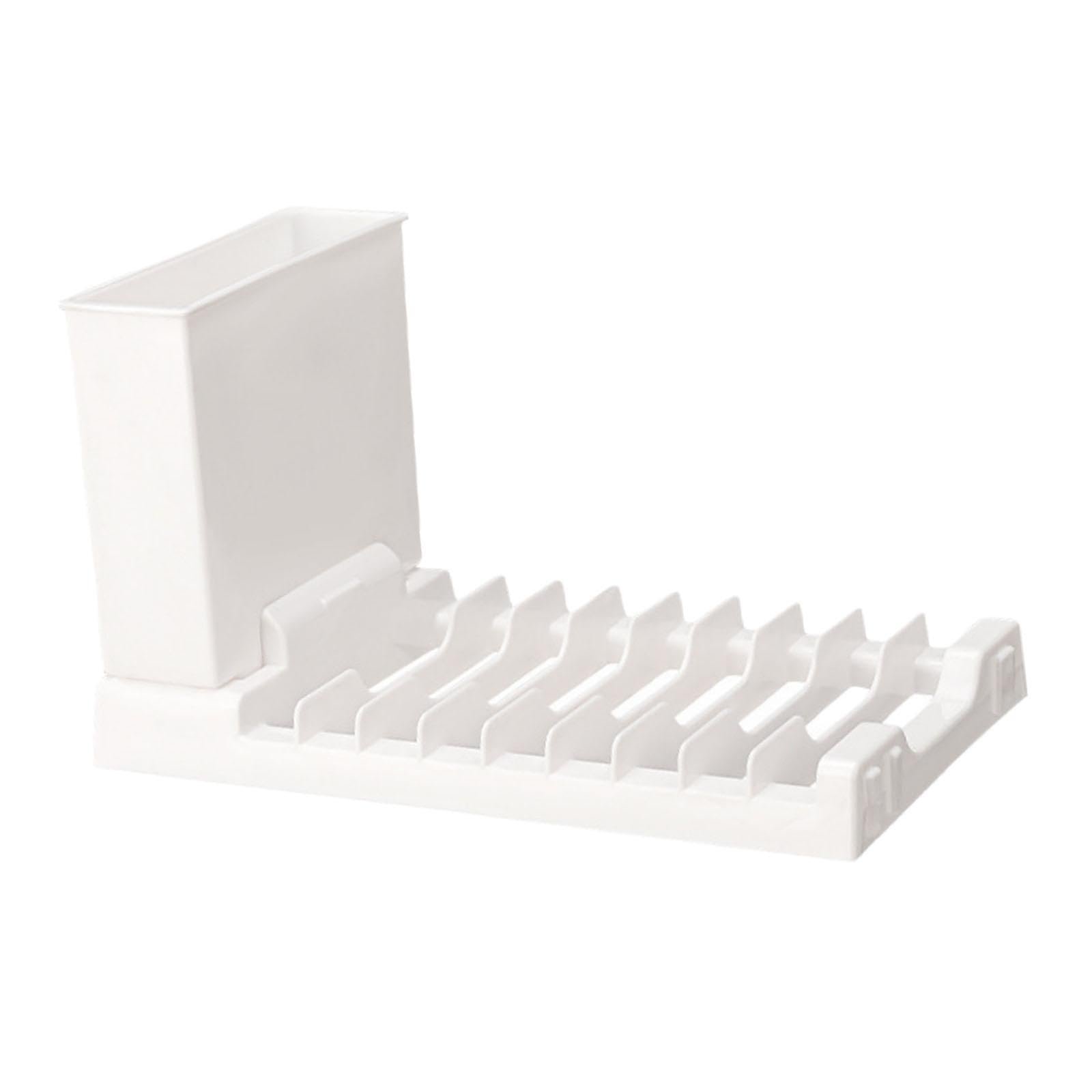 Tuxcaxi White Space Saving Dish Rack Multifunctional Kitchen Counter Efficient Dish Drying Rack Stylish Organizing Solution For Utensils Cup Holder Utensils Holder 20.5X11x12cm