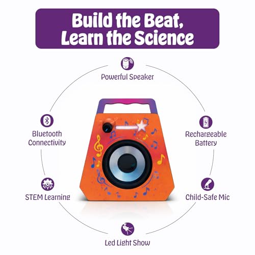 Image of Physics Wallah DIY Karaoke Speaker Kit for Kids Ages 8+, STEM Educational Bluetooth Speaker Building Set with Mic, Rechargeable Battery & LED Light Show - Hands-On Science Toy (Build & Learn) | STEM Learning Toy, Rechargeable Battery,LED Light Show,Hands-On Science Toy