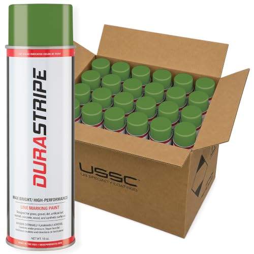 Image of Athletic Field Marking Paint - 2 Cases of 12 T-Tip Spray Cans (24 Total), 18 oz Each - Bright, Durable Field Striping Paint (Green)