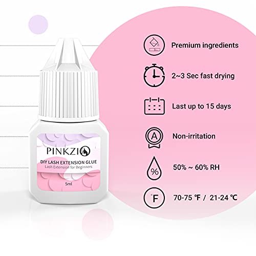 Pinkzio Diy Lash Extension Glue, Sensitive Adhesive, Clear Eyelash For Self Application At Home, 2-3 Sec Fast Drying For Cluster Lashes, 0.16 Fl Oz #TOP1