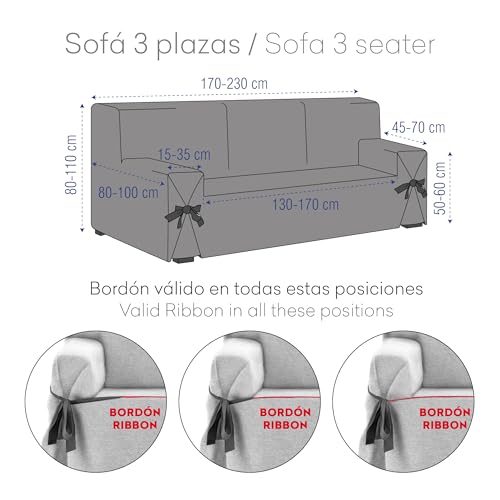 Eysa Levante Sofabezug, Baumwolle, Beige, 180—230 cm, 3 Sitze