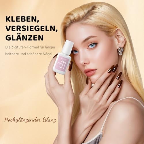 Aokitec Dipping Powder Liquid Set, 4 * 10ml, Dip Base Top Coat Activator & Brush Saver mit Replacement Brushes für Dipping Acryl Pulver, Dip Powder Nail Kit, Nägel Selber Machen