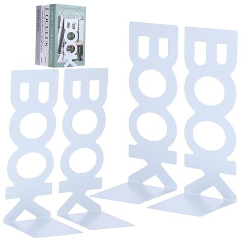 Hemobllo 4 Piezas Sujetalibros de Metal Pesado con Diseño de Letras Resistente y Antideslizante para Estantes de Libros Hogar y Oficina de Unidades