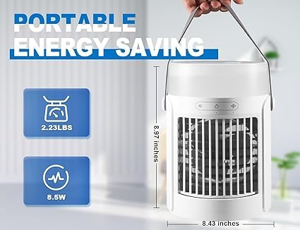Emsa Mini Portable Air Conditioners Humidifier With 3 Speeds & 7 Colors Light, Quite Portable Fan With 650Ml Tank, Portable Ac Evaporative Air Conditioner Portable For Room thumb #4