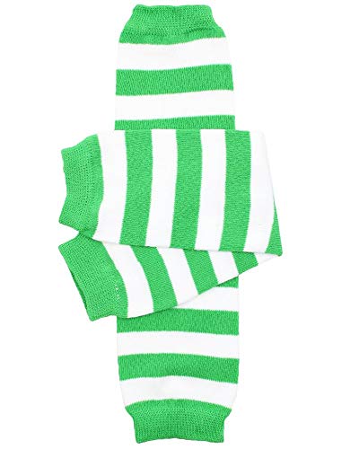 Christmas Halloween Thanksgiving Valentines Holiday Baby and Toddler Leg Warmers for Girls and Boys in Various Styles (Newborn (up to 12 pounds), Green and White Stripe)