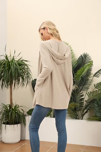 Image of VIISHOW Womens Lightweight Casual Hoodie Cardigans Open Front Waffle Knit Long Sleeve Outwear Coat with Pockets