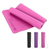 Mobiclinic, Esterilla de yoga, Incluye correa transporte, 6mm grosor, Marca española, Antideslizante, Impermeable, Ecológica, Fitness, Deporte, 181x61x0.6 cm, Lavable, Flexible, Tpe, Rosa