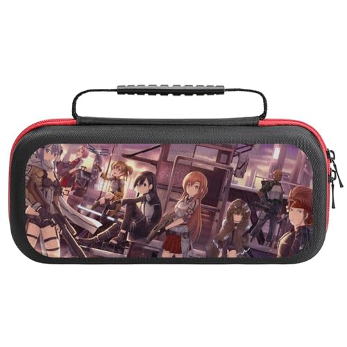 Switch ケース かわいい ソードアートオンライン SAO キリト アスナ スイッチ 収納ケース カバー ナイロン素材 全面保護 防塵/防水/防汚/耐衝撃 26x11.5x5.2cm Switchに対応 保護用ハードケース 大容量な収納力 アクセサリー