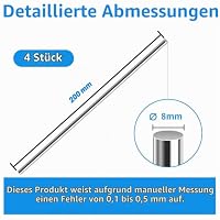 QANCEN 4 Stück Edelstahlstäbe Rundstäbe Edelstahl 8mm x 200mm, Metallrundstäbe zum Basteln, 304 Edelstahl Vollrundstab Metallstange Stabstahl, Rundstahl für DIY Handwerk Modellauto Flugzeug – Ansicht 2