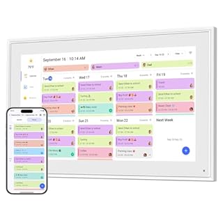 Canupdog Digital Calendar, 15.6inch Smart WiFi Digital Calendar&Chore Chart, 1920 * 1080 IPS Touch Screen HD Display for Family Schedules, Wall-Mounted, Share Moments Instantly from Anywhere (15.6 inch-White)