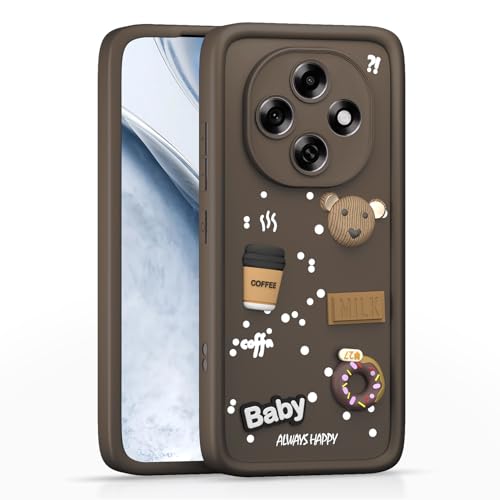 Image of Pikkme Back Cover for Oppo F31 Pro 5G | 3D Bear Silicone Cute & Fun Coffee Cartoon | Full Body Protection Bumper Case (Brown)